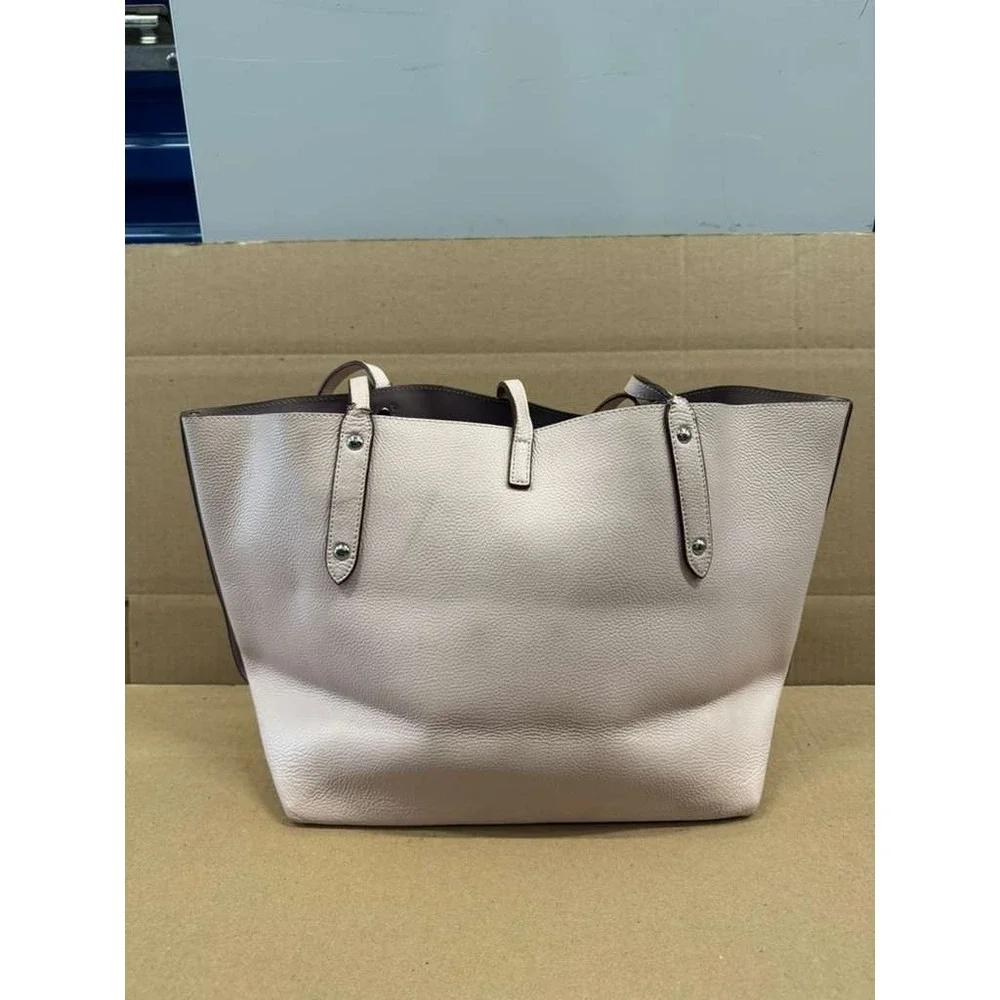 Coach Turn Lock Pebbled Leather Market Tote Bag‎ Off White #B1847-58849
